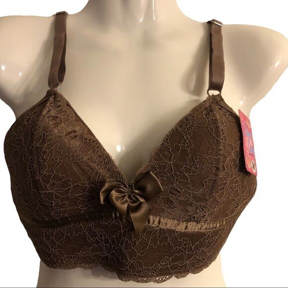 Hellem Onay bra Size M scalloped edge lace layered delicately adorned bow‎ NWT - Picture 1 of 6